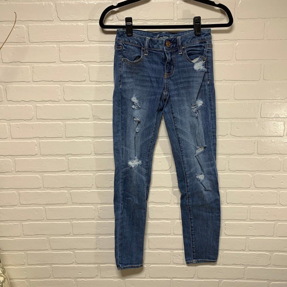 American Eagle Rippedjeggings 0 Euc